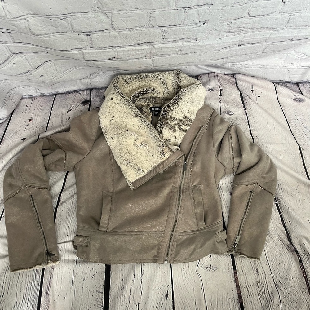 Bebe Faux Leather Bomber Jacket